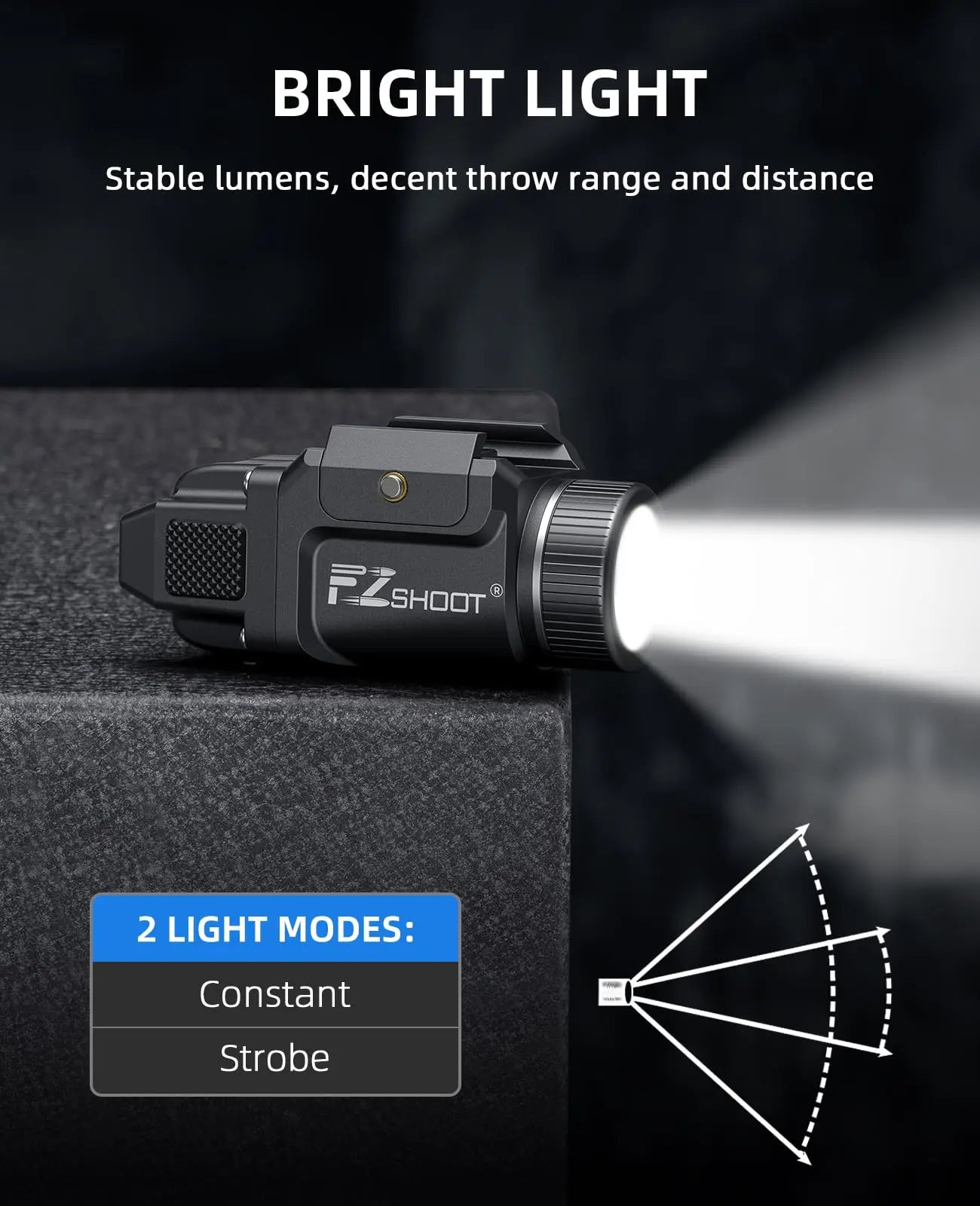 Bright Pistol Light Rechargeable Flashlight Strobe Mode For Picatinny and GL Rails Mini Gun light