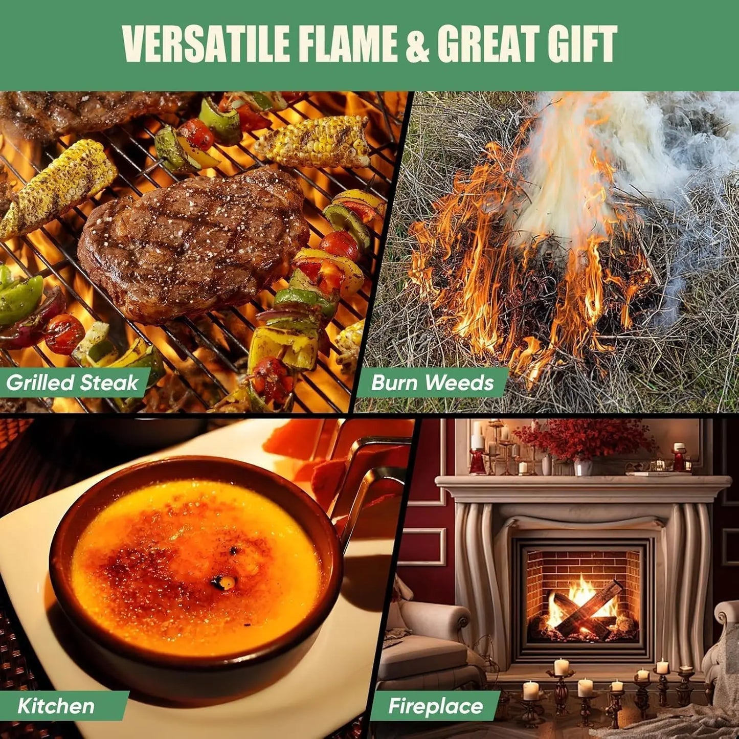 Adjustable Flame Propane Torch Gun for BBQ, Searing Steak, Camping & Welding Kits (Tank Not Included)