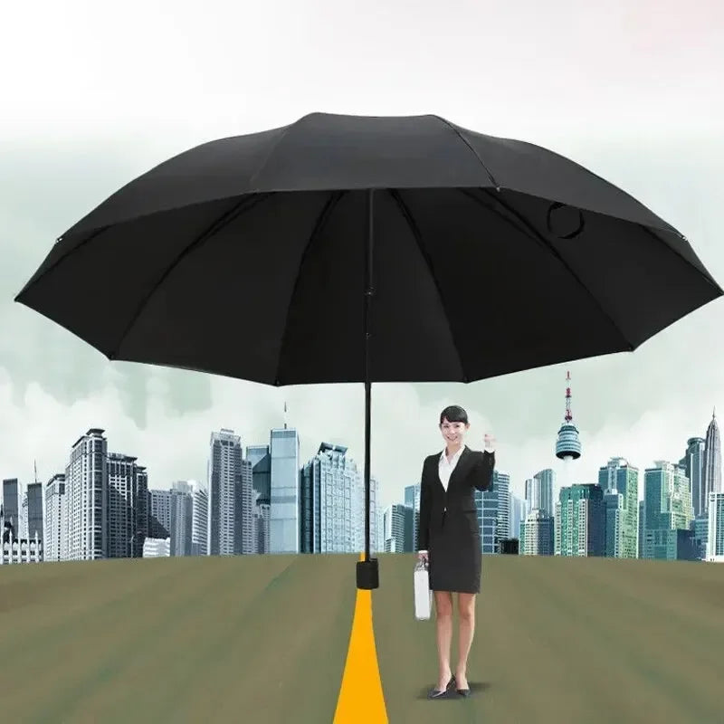 High-Quality 130cm Ten-Bone Umbrella with Reinforced Frame Strong Waterproof Windproof Manual Large Umbrella for Protection