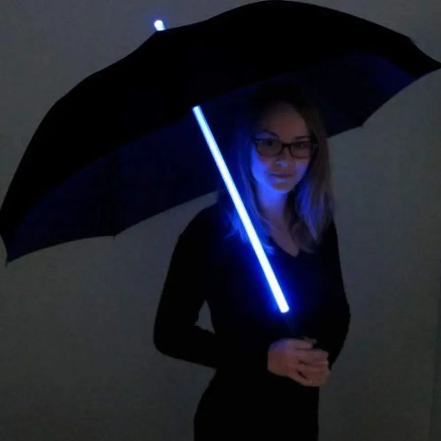 3 PACK LED Light Up Umbrellas with 7 Color Changing Effects Windproof Golf Umbrellas with Flashlight Handle Clear Black Gray