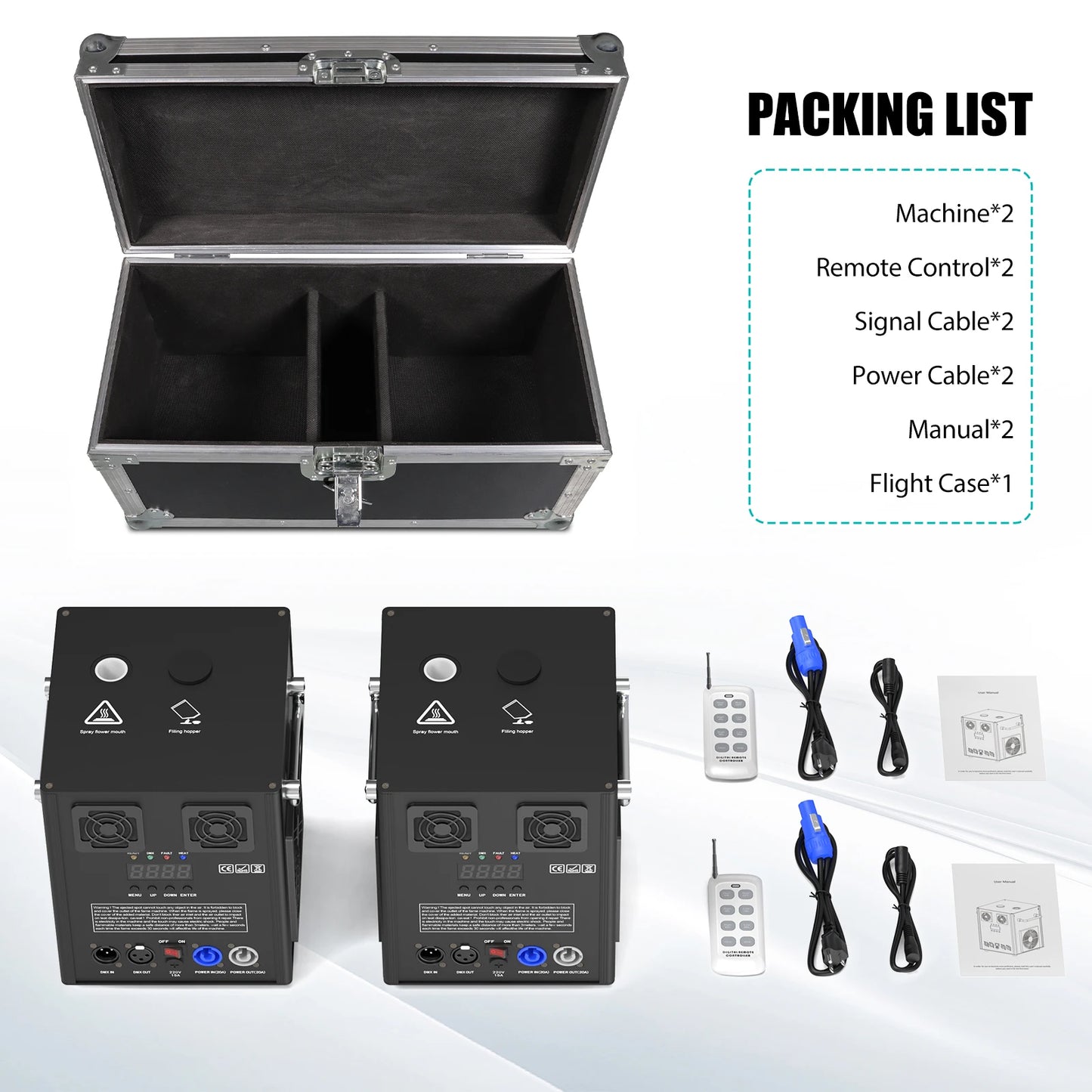 Fieryzeal 700W Cold Sparks Machine with Flightcase Indoor/Outdoor Electronic Flower Spraying Machine DJ Party Firework Machine