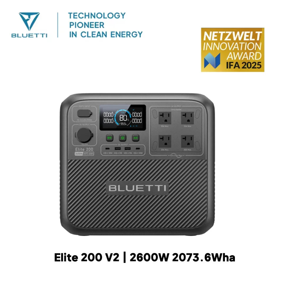 【Renew】BLUETTI Elite 200 V2 Portable Power Station 2600W 2073.6Wh High Capacity Solar Generator for Outdoor Camping