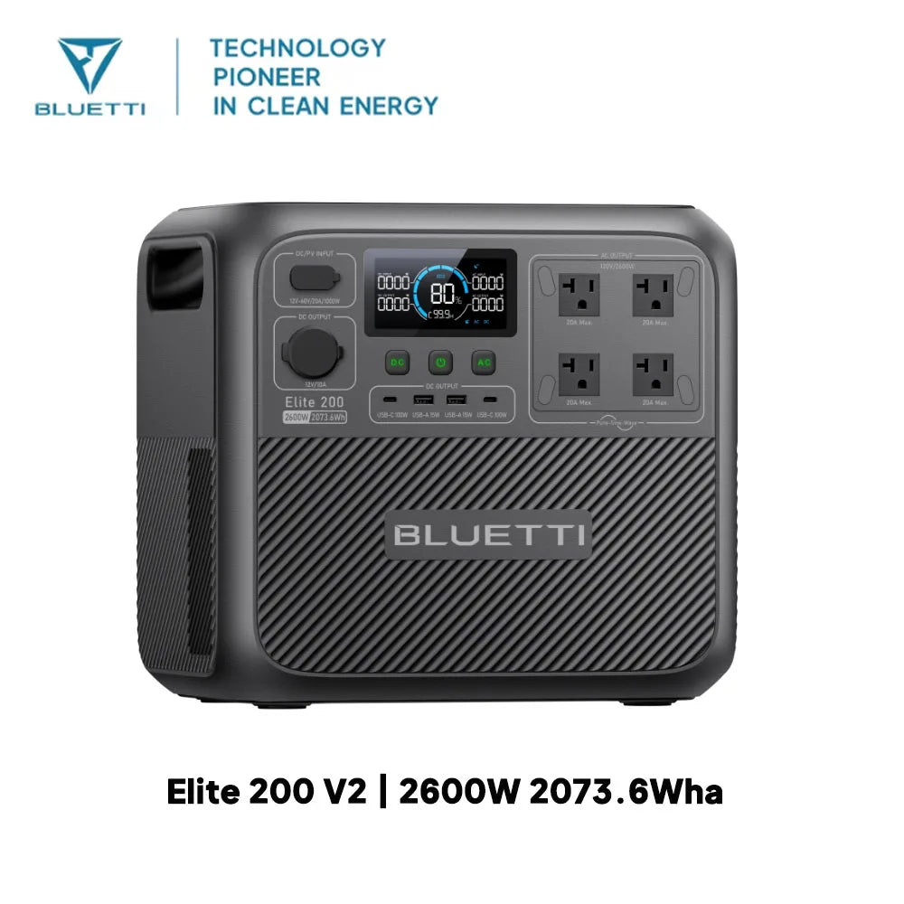 【Renew】BLUETTI Elite 200 V2 Portable Power Station 2600W 2073.6Wh High Capacity Solar Generator for Outdoor Camping