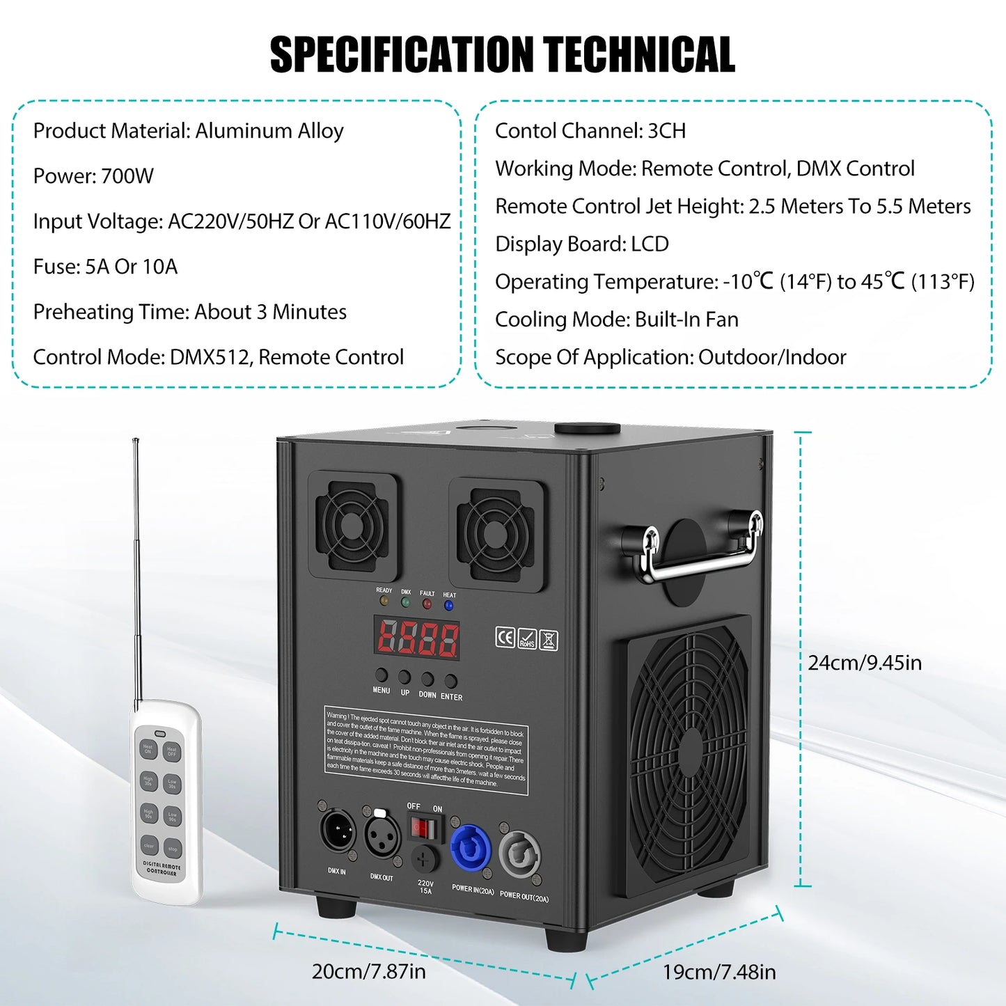 Fieryzeal 700W Cold Sparks Machine with Flightcase Indoor/Outdoor Electronic Flower Spraying Machine DJ Party Firework Machine