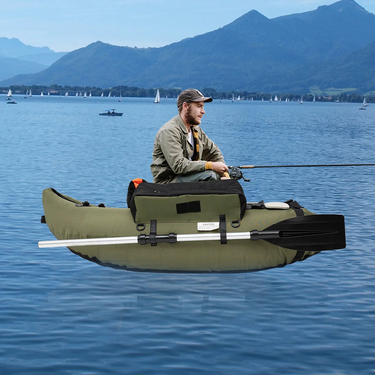 Outdoor Inflatable Fishing Boat Adjustable Backrest 130kg/286.6lbs Load