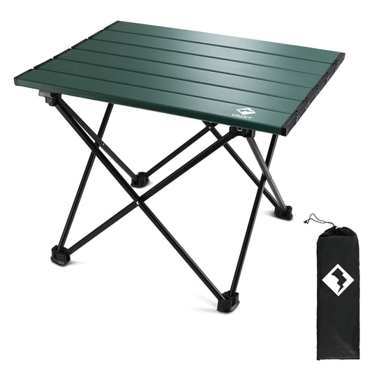 VILLEY Portable Camping Side Table, Ultralight Aluminum Folding Beach Table with Carry Bag for Outdoor Cooking, Picnic, Camp