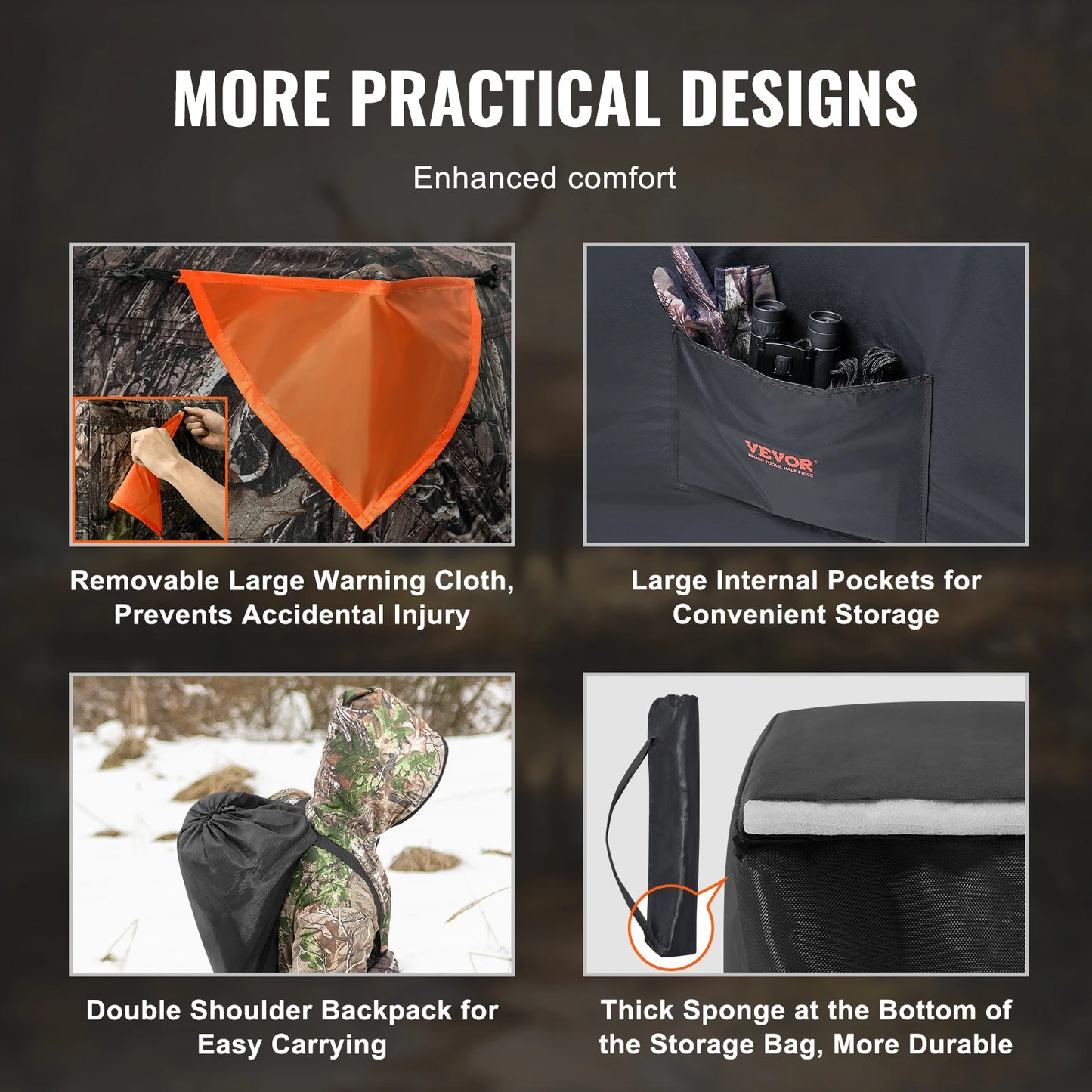 SucceBuy Hunting Blind 270° See Through Ground Blind 2-3 Person Pop Up Deer Blind for Hunting with Carrying Bag, Portable Tent