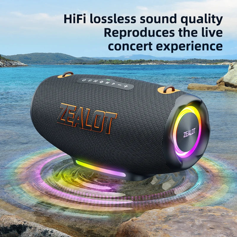 Zealot S127 Portable Loud Bluetooth Speaker Wireless 100W PEAK IPX7 Waterproof Outdoor Speaker Boombox Subwoofer for Party