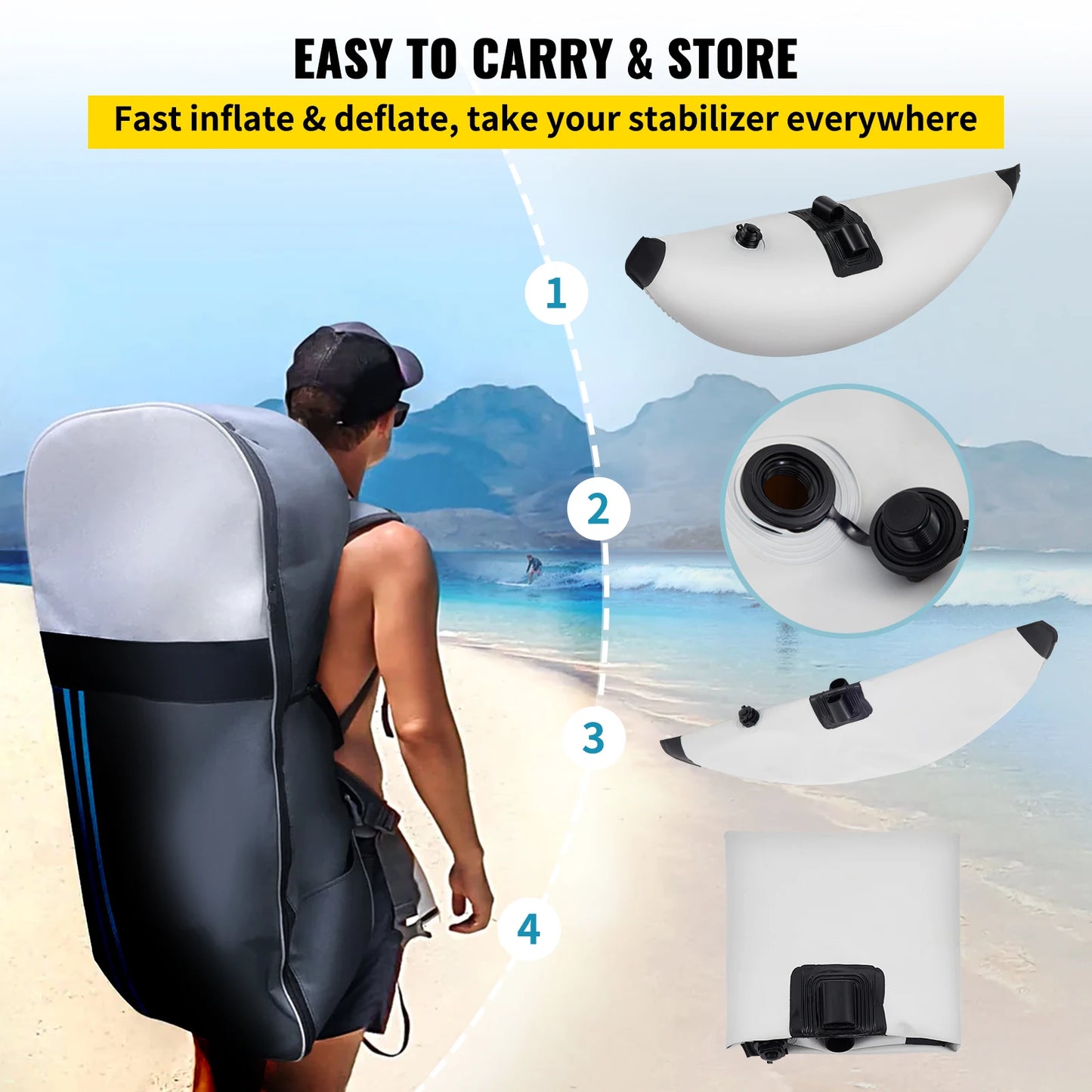 VEVOR 2 Pcs Kayak Outrigger Stabilizer Inflatable Outrigger Float Standing Float Stabilizer System Kit for Canoes Fishing Boats