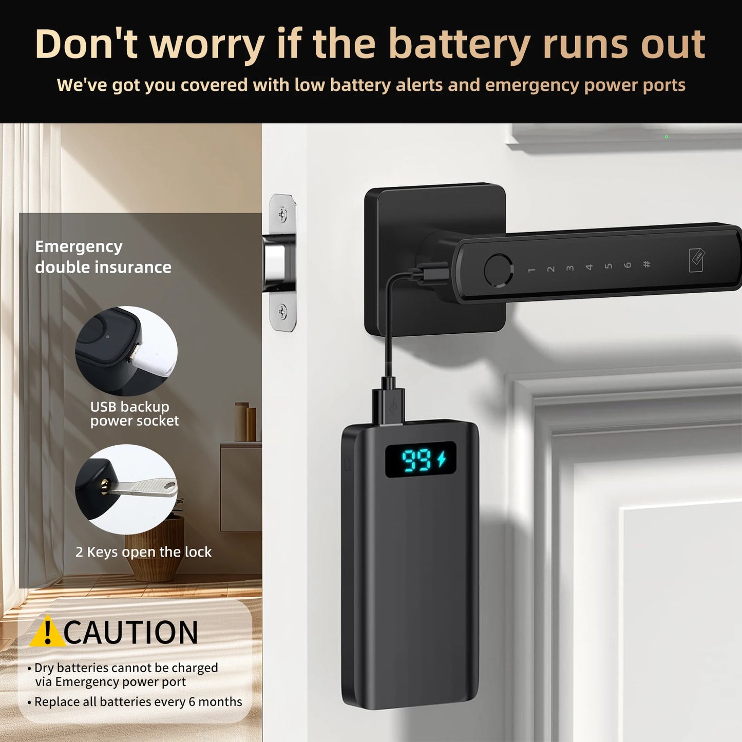 Viladepot Smart Lock Fingerprint Door Lock App Control Passcode Unlock Electronic Touchscreen Keypad