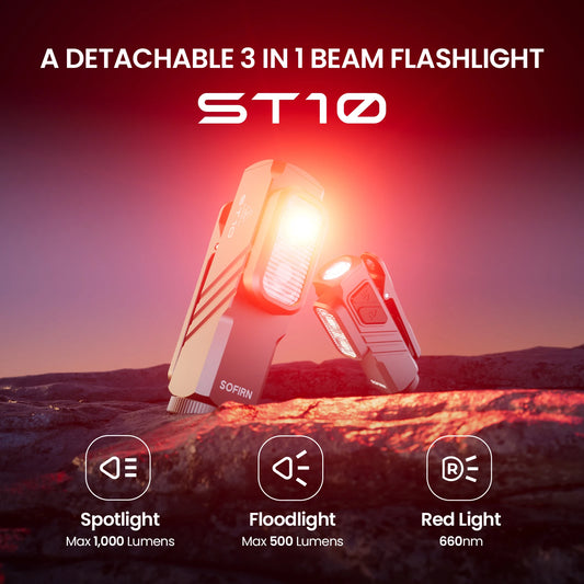 SOFIRN Mini ST10 1000LM EDC Flashlight USB C 14500 Rechargeable with Red Light 660NM Magnetic Tail & clip Dual Switch Torch