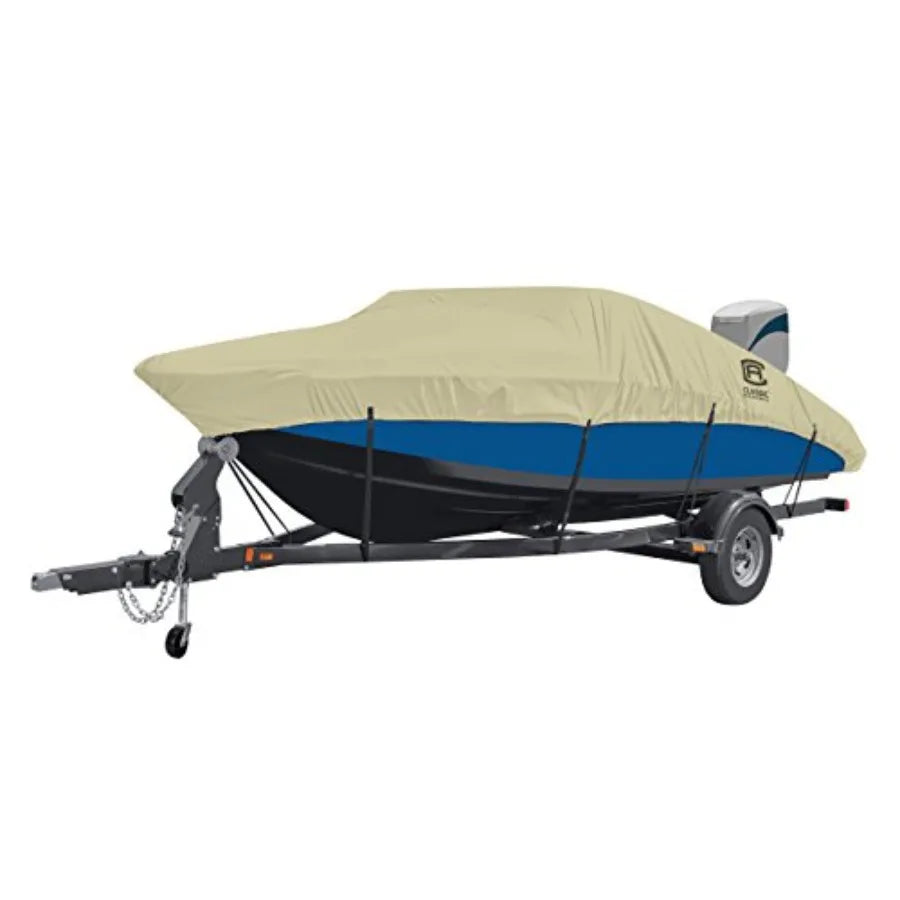 DryGuard Waterproof Boat Cover Designed for Trailerable Boats 17' 19' in Length and 102 in Width Features Reinforced Bow Windsh