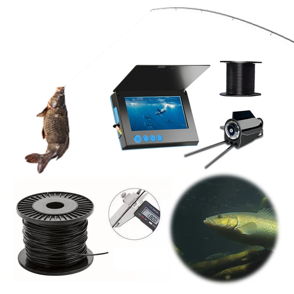 4.3/5 Inch HD Underwater Fishing Camera Waterproof Ice Fishing Camera with 220° Wide View for Ice Lake Sea Boat Kayak Fishing