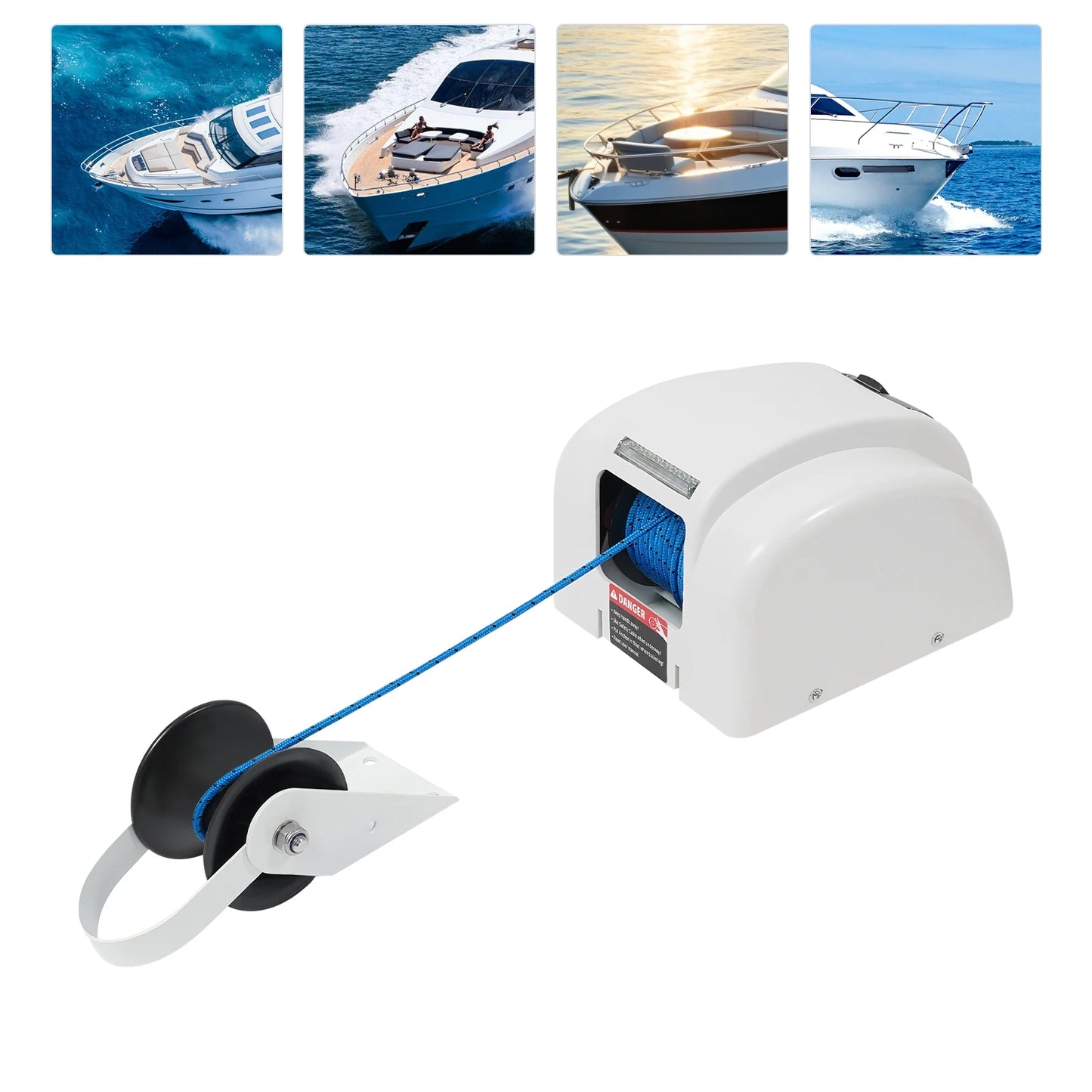 Premium 12V Electric Anchor Winch 45lbs Load 100ft Rope Remote Control Boat Windlass for Boats up to 24ft with Waterproof Design
