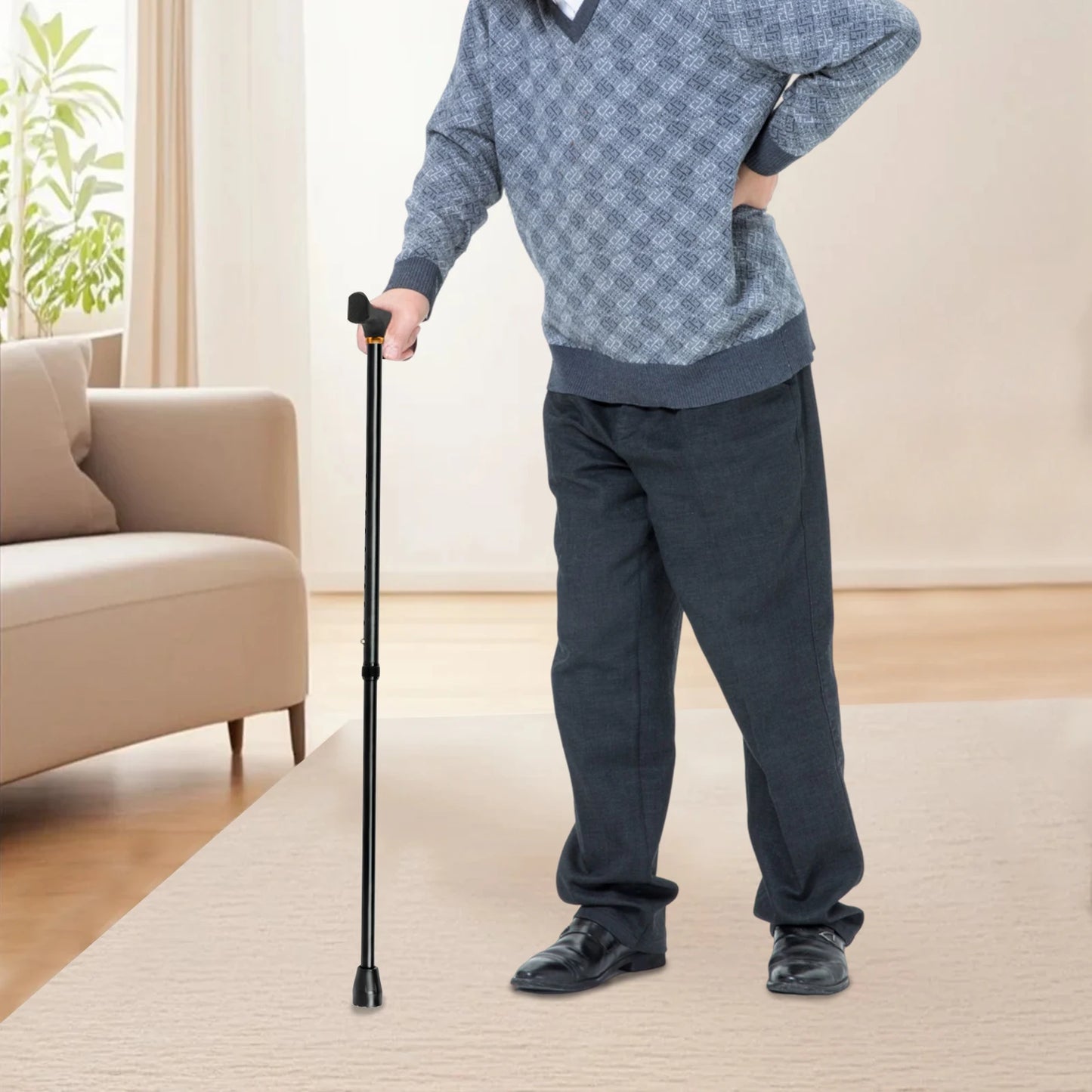 2-in-1 Stair Climbing Cane Heavy Duty Assist Cane Adjustable Convertible Walking Stick w/9" Pedal for Elderly & Mobility Aid