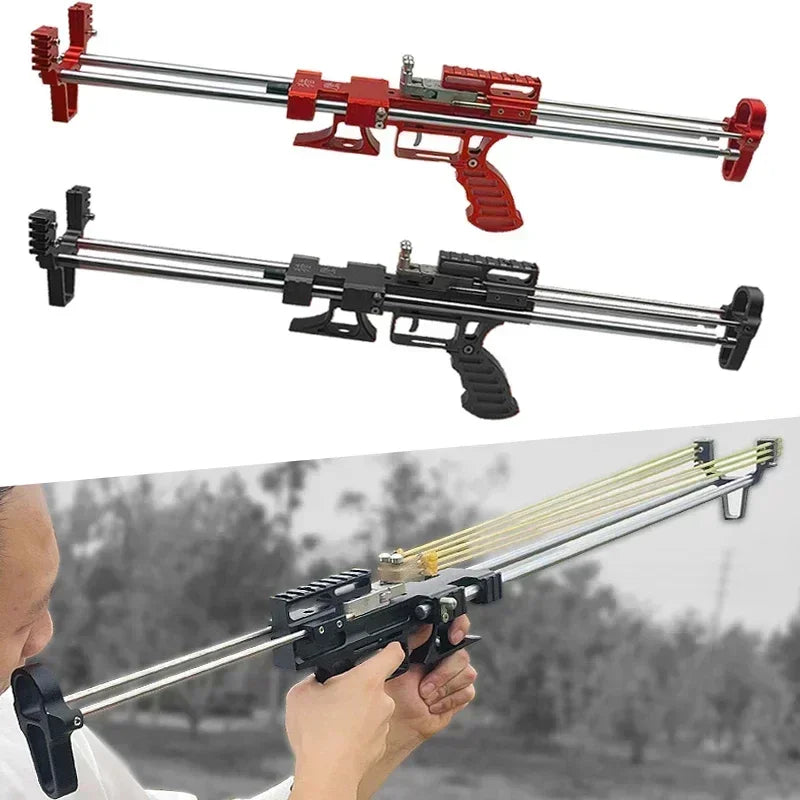 80LBS Telescopic Long Pole Slingshot Laser All Metal Powerful Shooting Hunting Slingsshot Can Be Installed Hunting Accessories