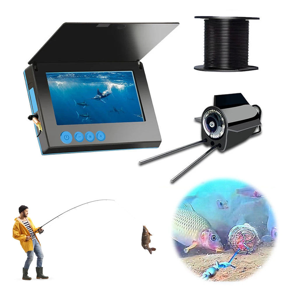 4.3/5 Inch HD Underwater Fishing Camera Waterproof Ice Fishing Camera with 220° Wide View for Ice Lake Sea Boat Kayak Fishing
