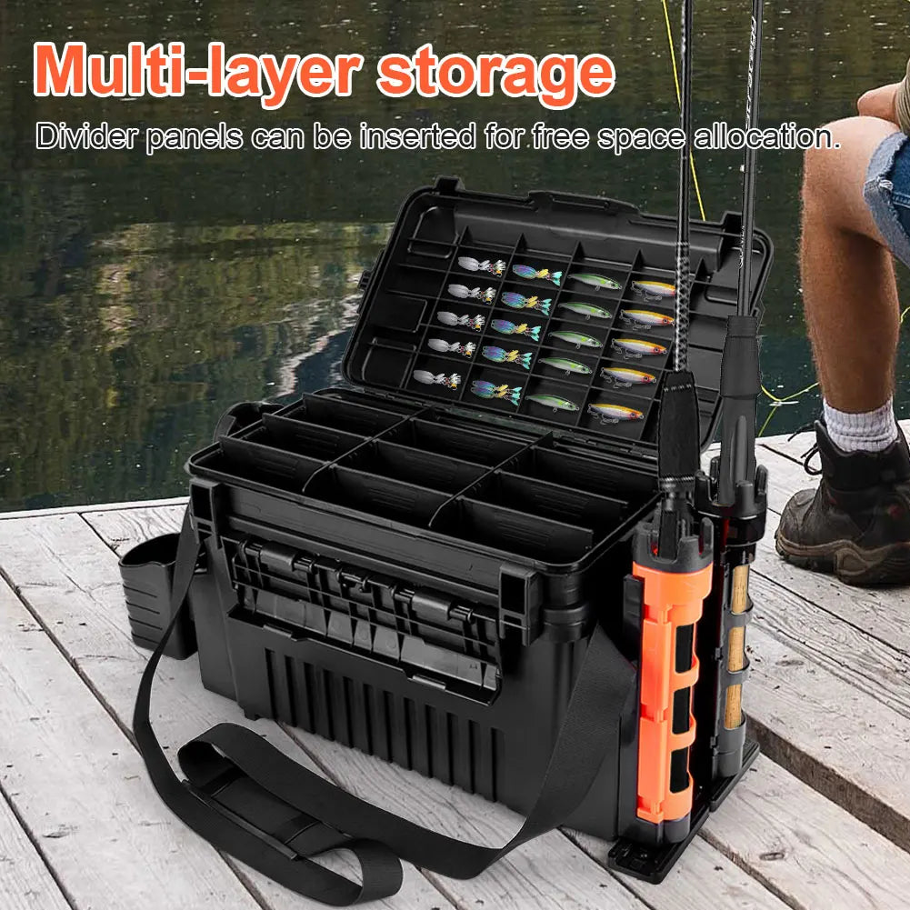 Portable Fishing Tackle Box 2 Tier Multi-functional Fishing Accessories Lure Hook Storage Case Fishing Tool Box Accessories