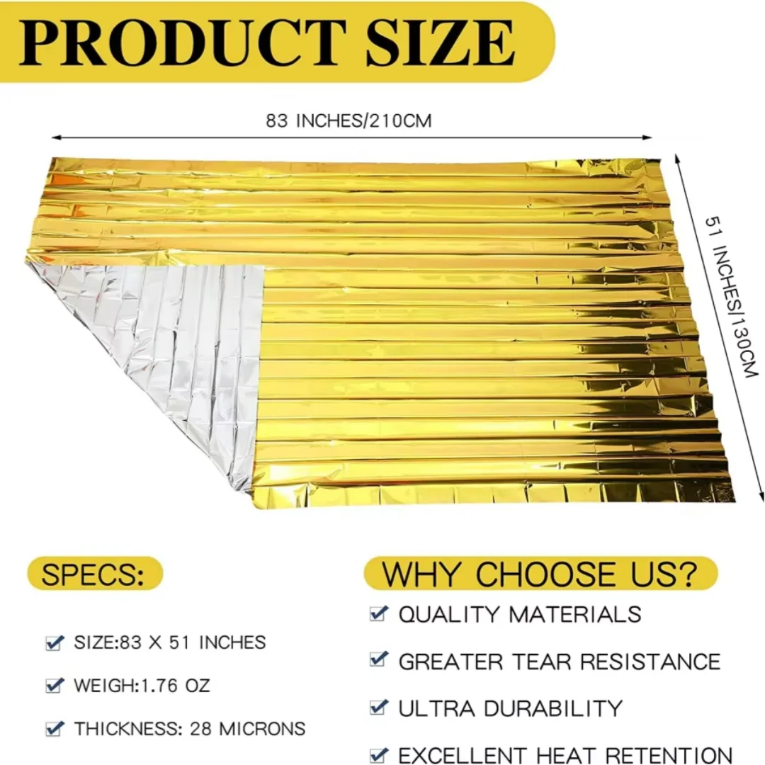 15-1Pcs Emergency Thermal Blanket Folding Waterproof Windproof Sunshade Rescue Blanket Outdoor Survive First Aid Camping Mat Pad