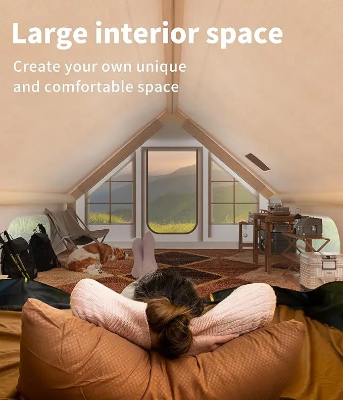 Inflatable Camping Tent,Large Inflatable Tent House with Air Pump, Quick Assembly Luxury Camping Tent,Waterproof for All Seasons