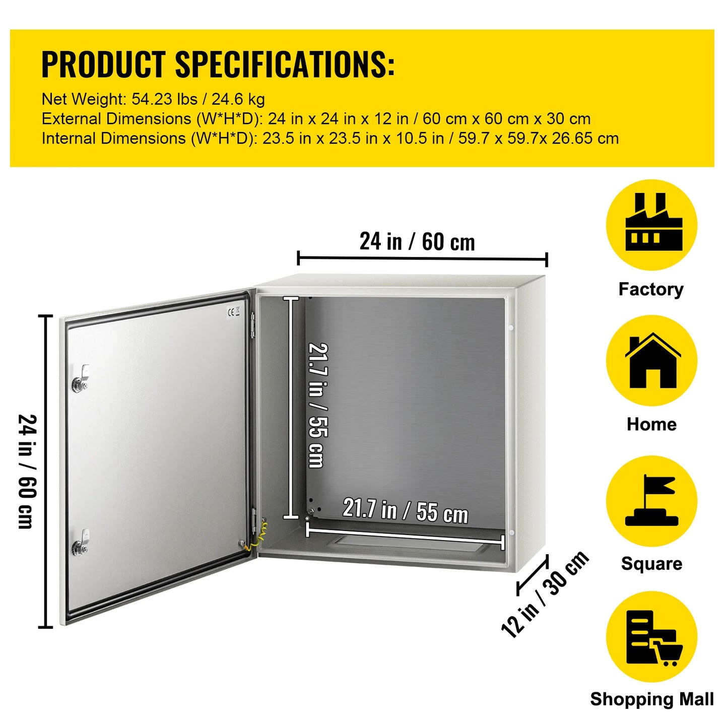 SucceBuy NEMA Steel Enclosure NEMA 4X Steel Electrical Box IP66 Waterproof & Dustproof, Outdoor / Indoor Electrical Junction Box