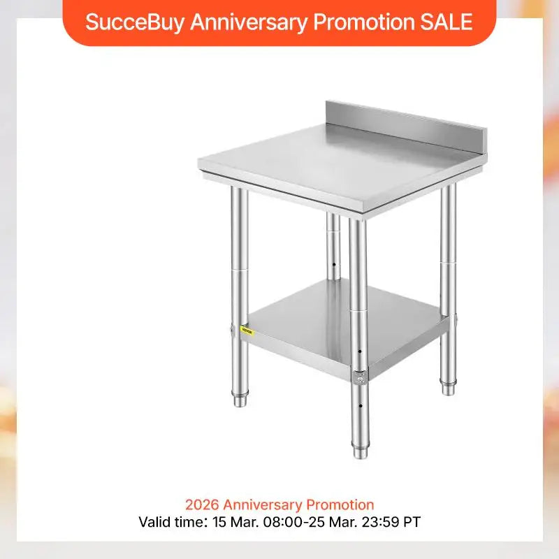 SucceBuy Kitchen Work Bench Commercial Catering Table Worktable with Undershelf Stainless Steel 330LBS 286LBS for Restaurant