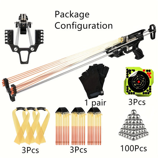 80LBS Telescopic Long Pole Slingshot Laser All Metal Powerful Shooting Hunting Slingsshot Can Be Installed Hunting Accessories