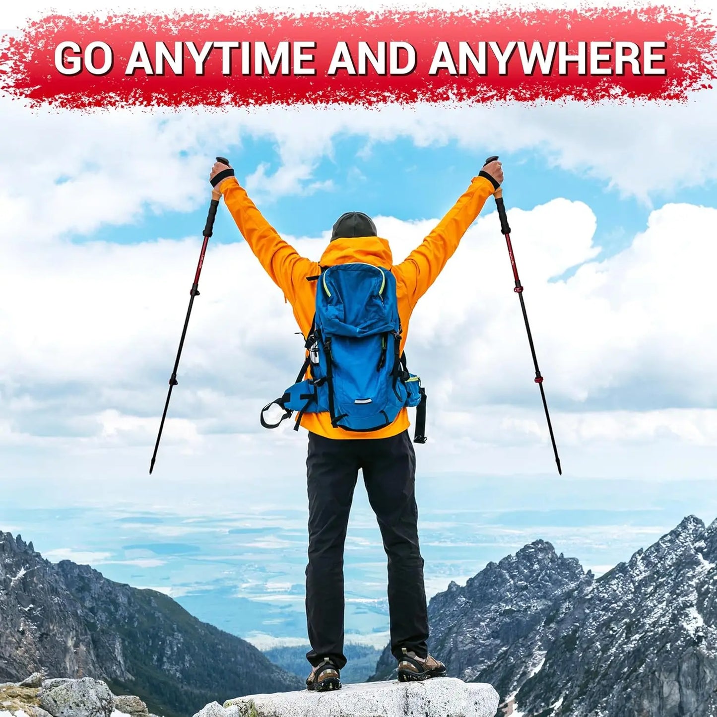 Lightweight Aluminum Trekking Poles with Cork Grips, Adjustable Telescopic Design for Hiking and Camping