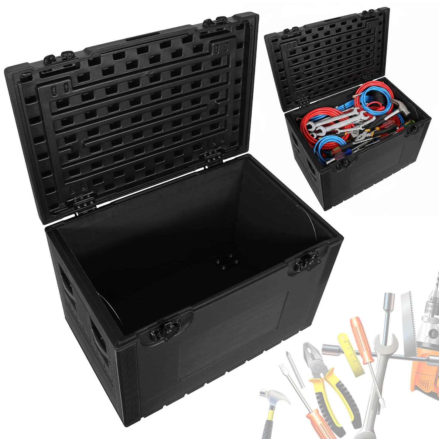 Utility Cable Trunk Road Case with Wheels Tool Box Waterproof Heavy Duty ATA for Professional Wire Audio & DJ Equipment Storage