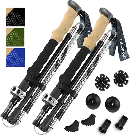 Collapsible Hiking Poles for Seniors, Women & Men - 2pc Set with Balance Support