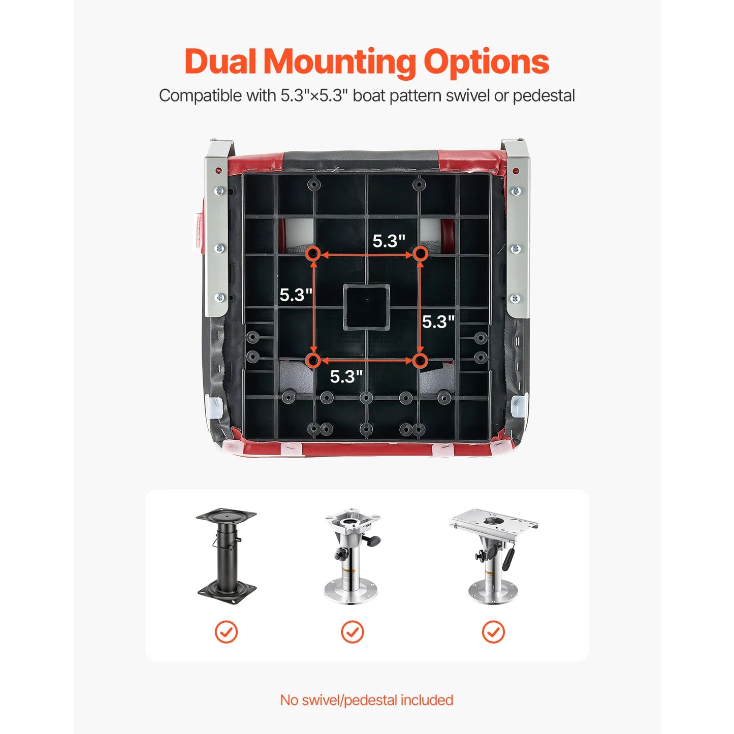 SucceBuy Boat Seat High Backrest Folding Fishing Boat Seat with Aluminum Alloy Hinges Flip Up Boat Seat for Boats, Yachts, Ships