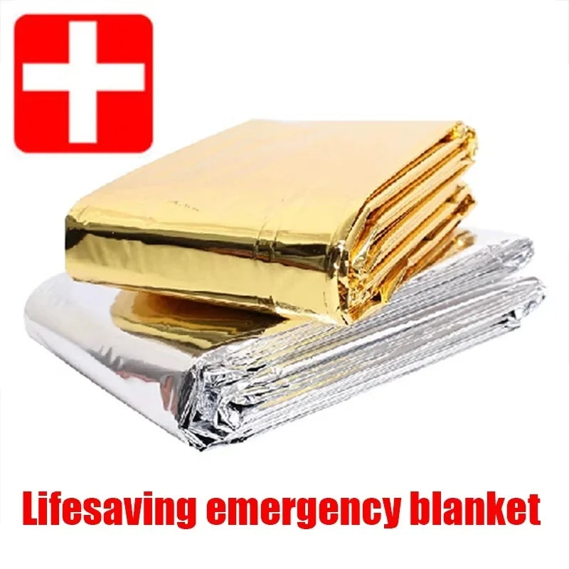 15-1Pcs Emergency Thermal Blanket Folding Waterproof Windproof Sunshade Rescue Blanket Outdoor Survive First Aid Camping Mat Pad