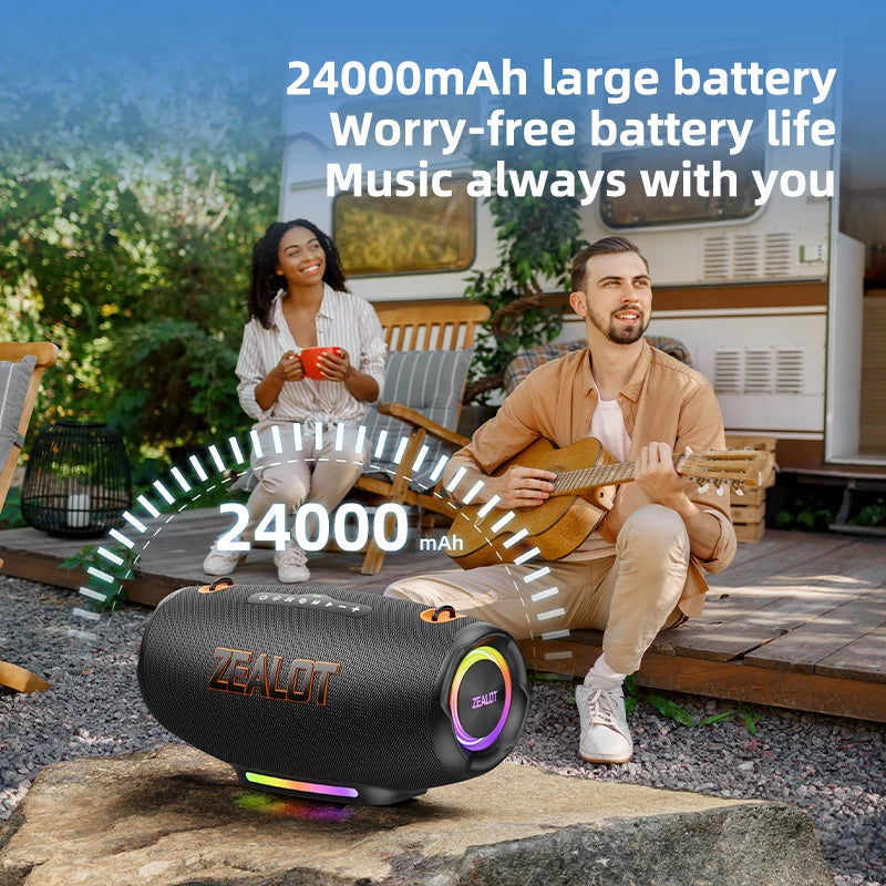 Zealot S127 Portable Loud Bluetooth Speaker Wireless 100W PEAK IPX7 Waterproof Outdoor Speaker Boombox Subwoofer for Party