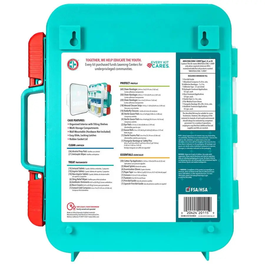 First Aid Kit, Teal, 326 Piece, Exceeds OSHA and ANSI Guidelines 100 People Office, Home, Car, School, Emergency, Survival, Camp
