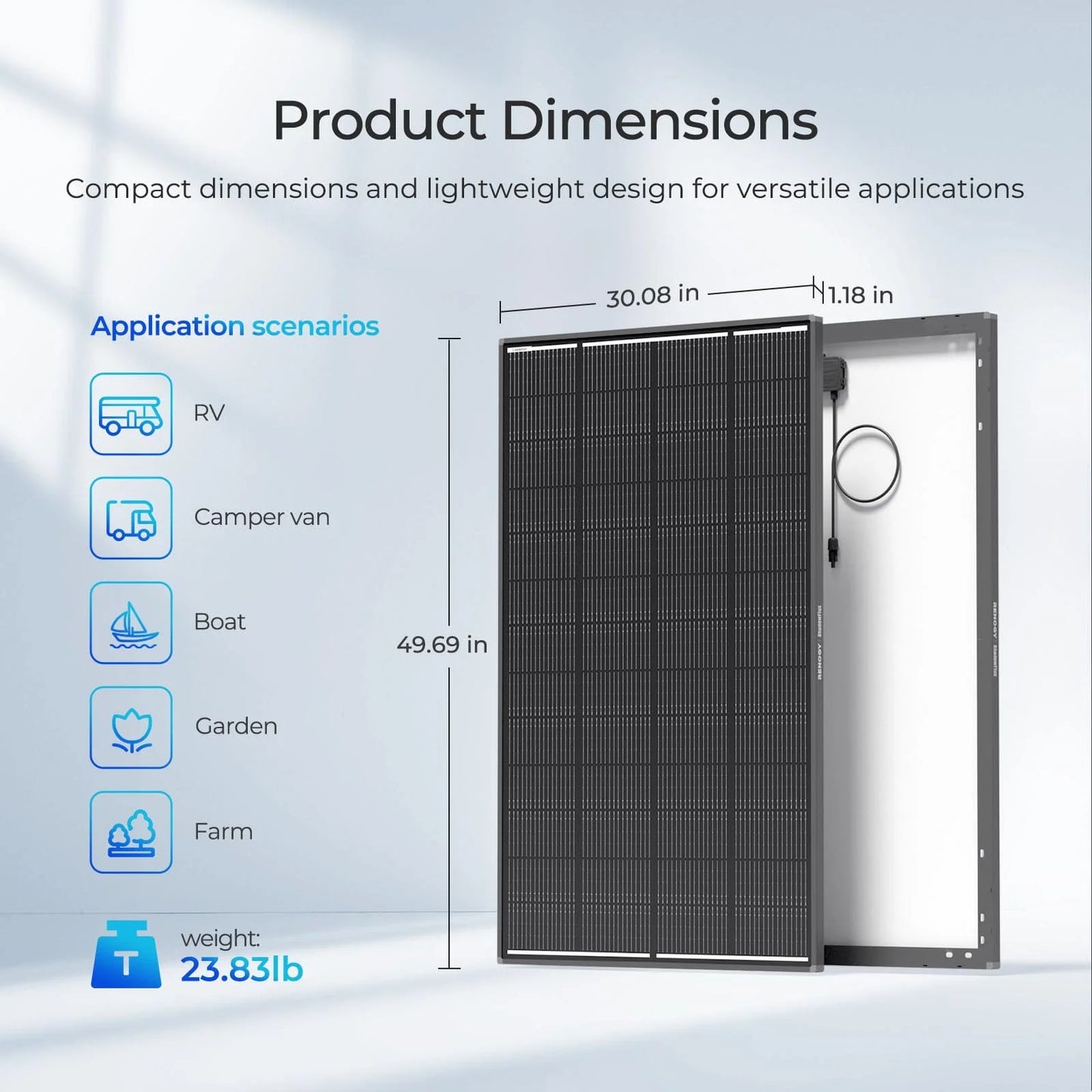 Renogy 200W ShadowFlux Anti-Shading N-Type Solar Panel, 12V 200 Watt Solar Panel 25% High-Efficiency, PV Module Power Charger