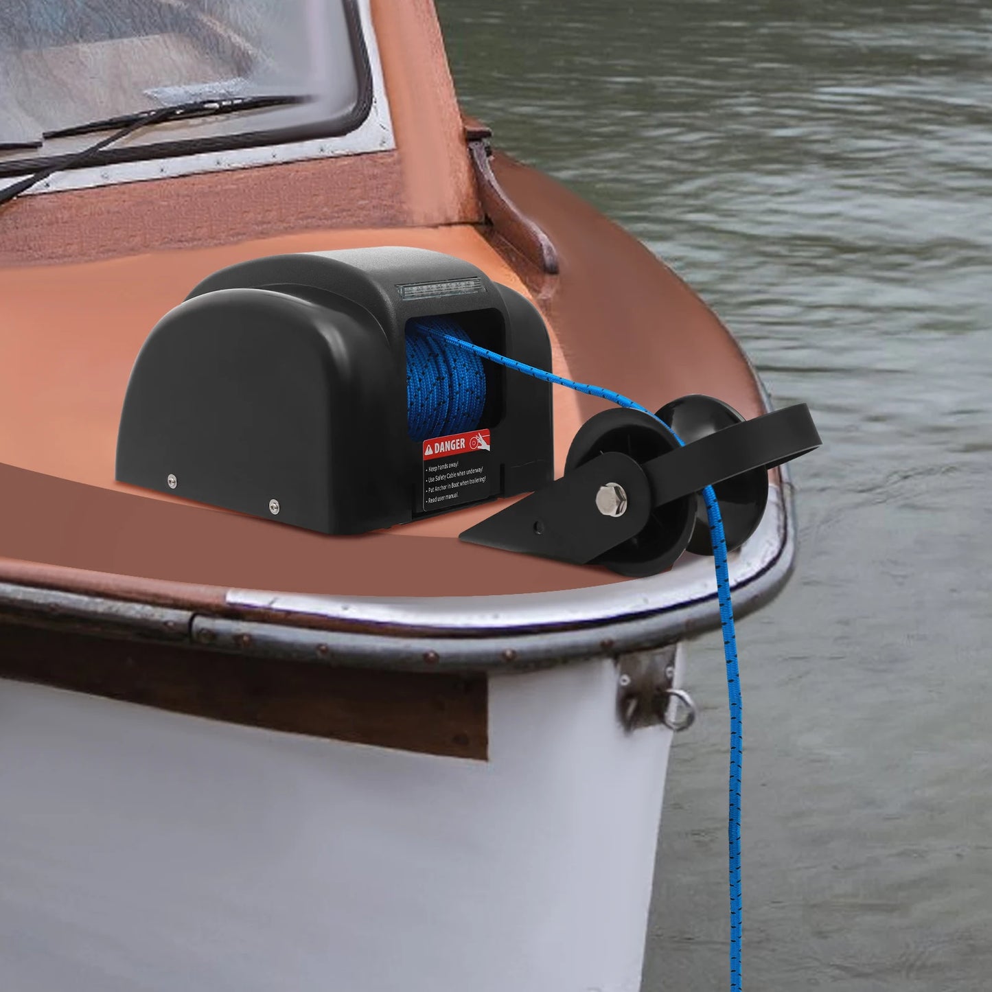 Premium 12V Electric Anchor Winch 45lbs Load 100ft Rope Remote Control Boat Windlass for Boats up to 24ft with Waterproof Design