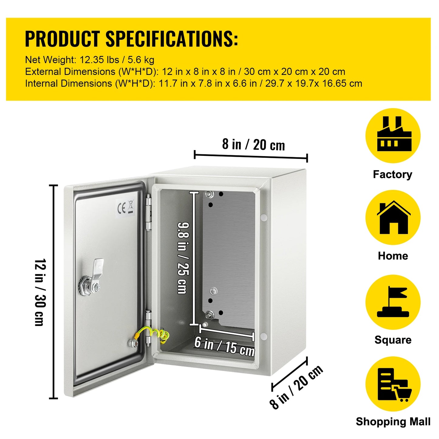 SucceBuy NEMA Steel Enclosure NEMA 4X Steel Electrical Box IP66 Waterproof & Dustproof, Outdoor / Indoor Electrical Junction Box