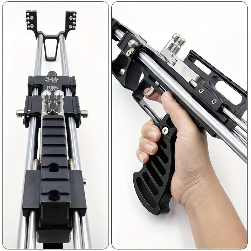 80LBS Telescopic Long Pole Slingshot Laser All Metal Powerful Shooting Hunting Slingsshot Can Be Installed Hunting Accessories