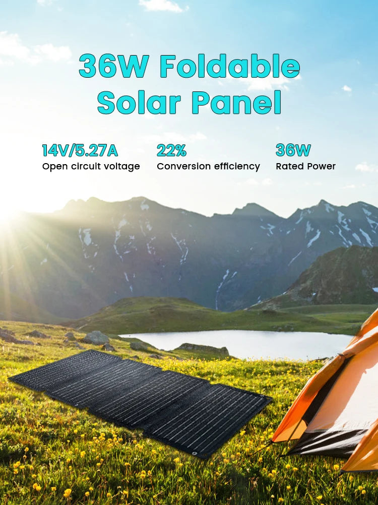 CTOLITY 54W ETFE Solar Panel Portable Folding Bag USB Type-C 22% Efficiency Outdoor Power Supply for Home Camping Power Bank ﻿