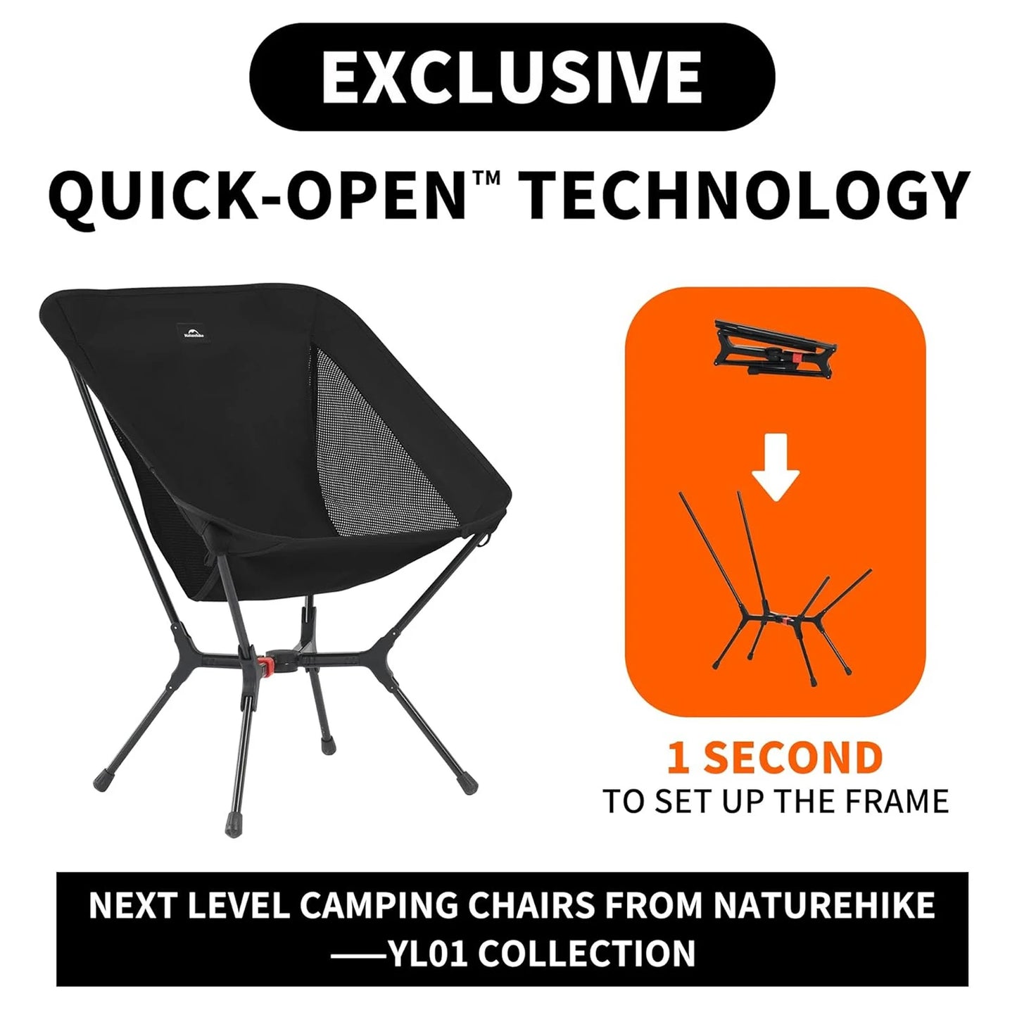 Naturehike Ultralight Folding Camping Chair Aluminum Alloy Fishing Chair 200kg Load Portable Compact Backpacking Hiking Chair