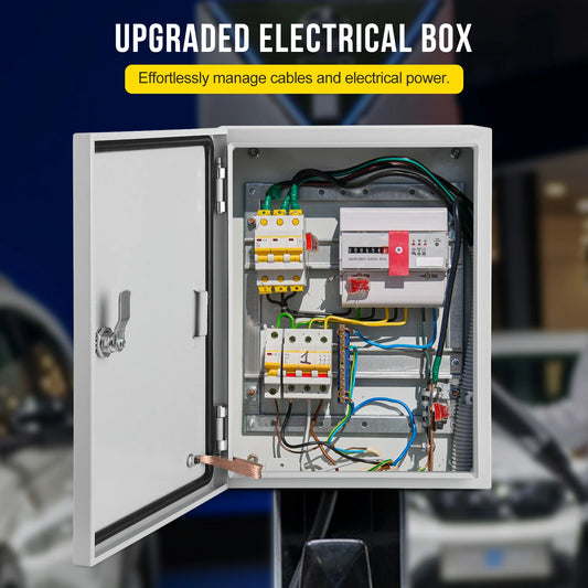 Electrical Box NEMA 4X Steel Waterproof & Dustproof Outdoor/Indoor Electrical Project Box Junction Boxes w/Lock & Mounting Plate