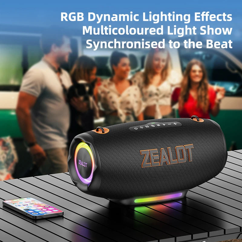 Zealot S127 Portable Loud Bluetooth Speaker Wireless 100W PEAK IPX7 Waterproof Outdoor Speaker Boombox Subwoofer for Party