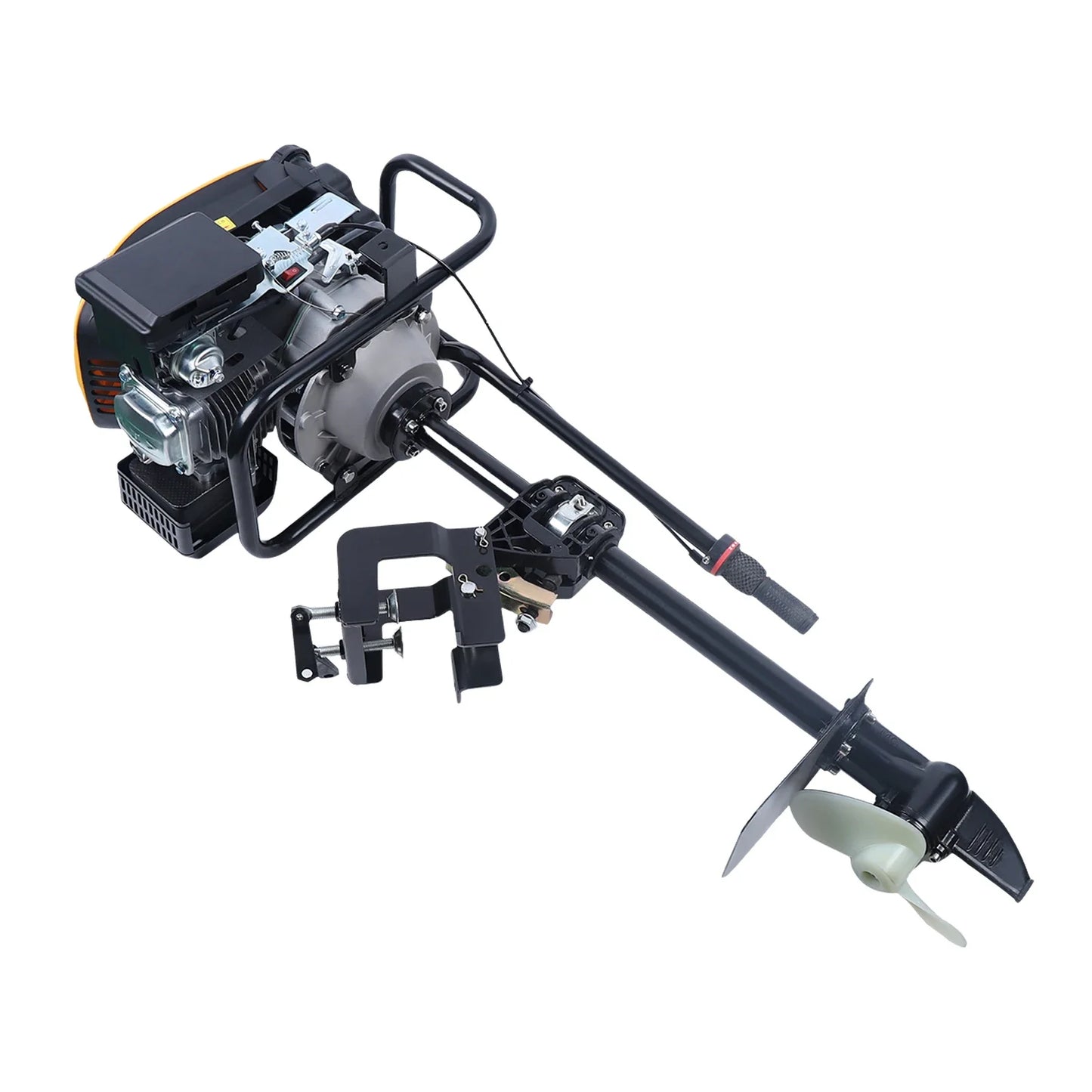 4 Stroke 9HP 225CC Outboard Motor, Heavy Duty Long Shaft Fishing Boat Engine Marine Engine w/Air Cooling&TCI Ignition