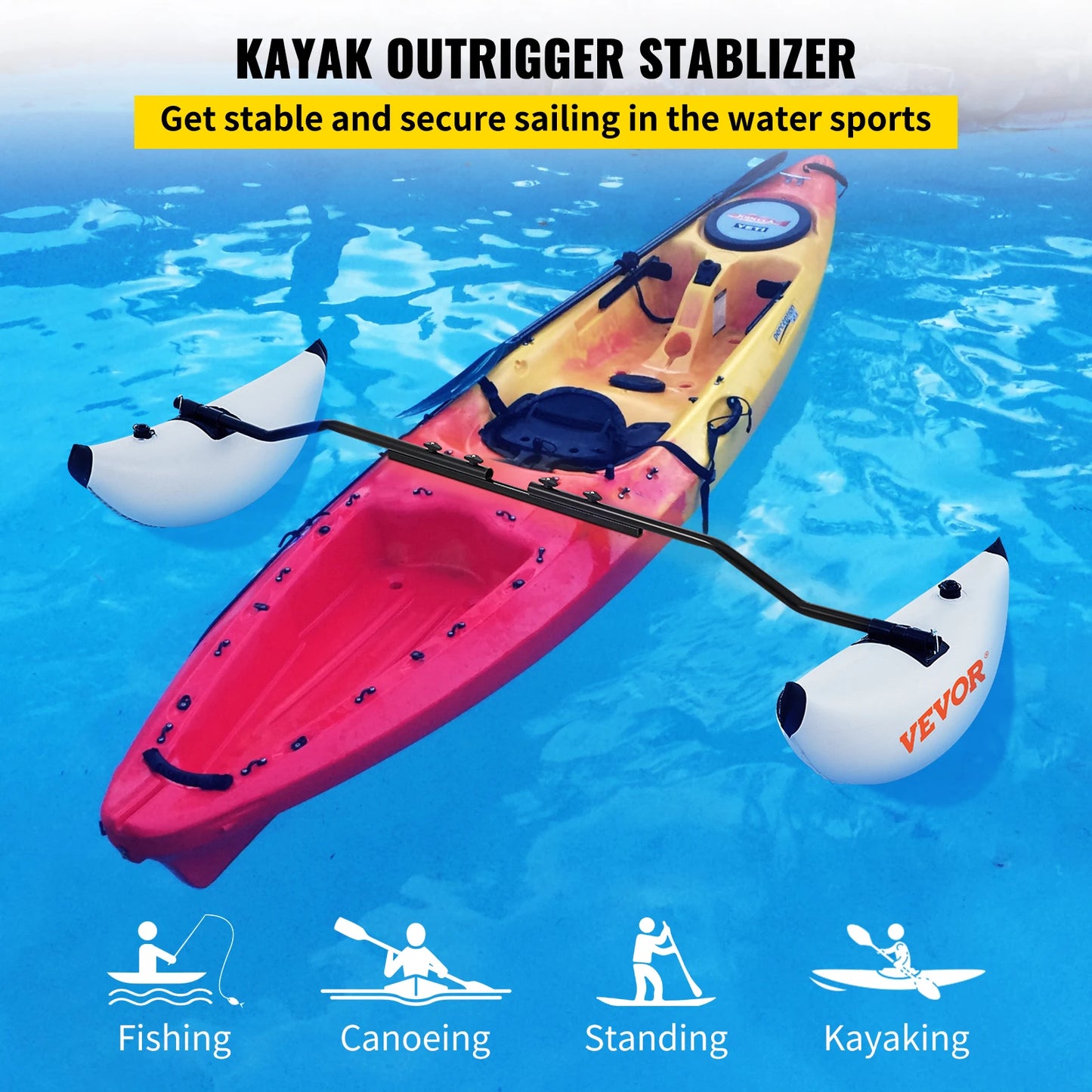 VEVOR 2 Pcs Kayak Outrigger Stabilizer Inflatable Outrigger Float Standing Float Stabilizer System Kit for Canoes Fishing Boats