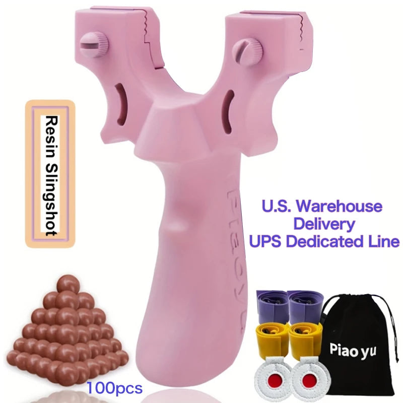 Pink Shooting Slingshot Set, Portable Small Slingshot, High-Quality ABS Slingshot, Professional Hunting Accessories