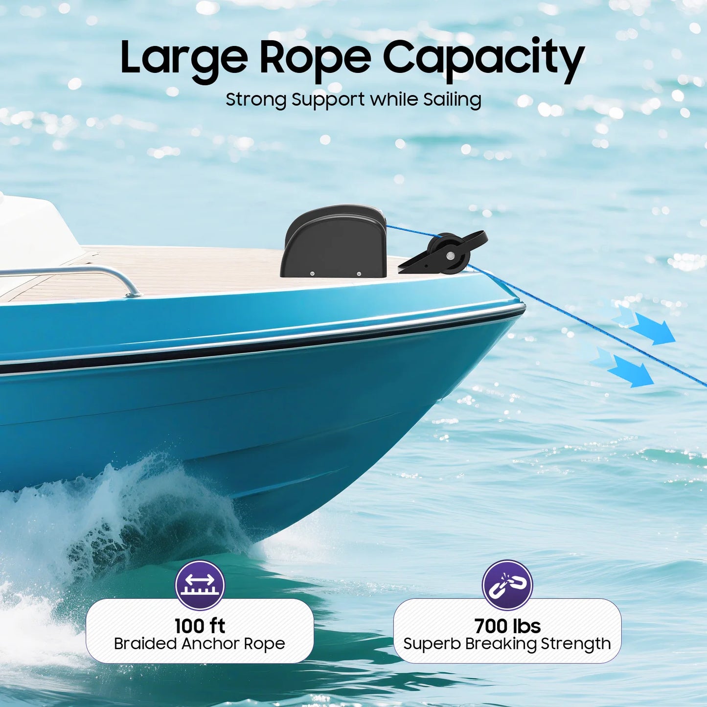 Premium 12V Electric Anchor Winch 45lbs Load 100ft Rope Remote Control Boat Windlass for Boats up to 24ft with Waterproof Design