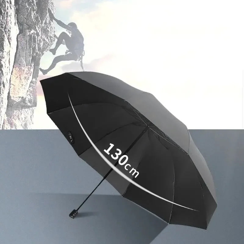 High-Quality 130cm Ten-Bone Umbrella with Reinforced Frame Strong Waterproof Windproof Manual Large Umbrella for Protection