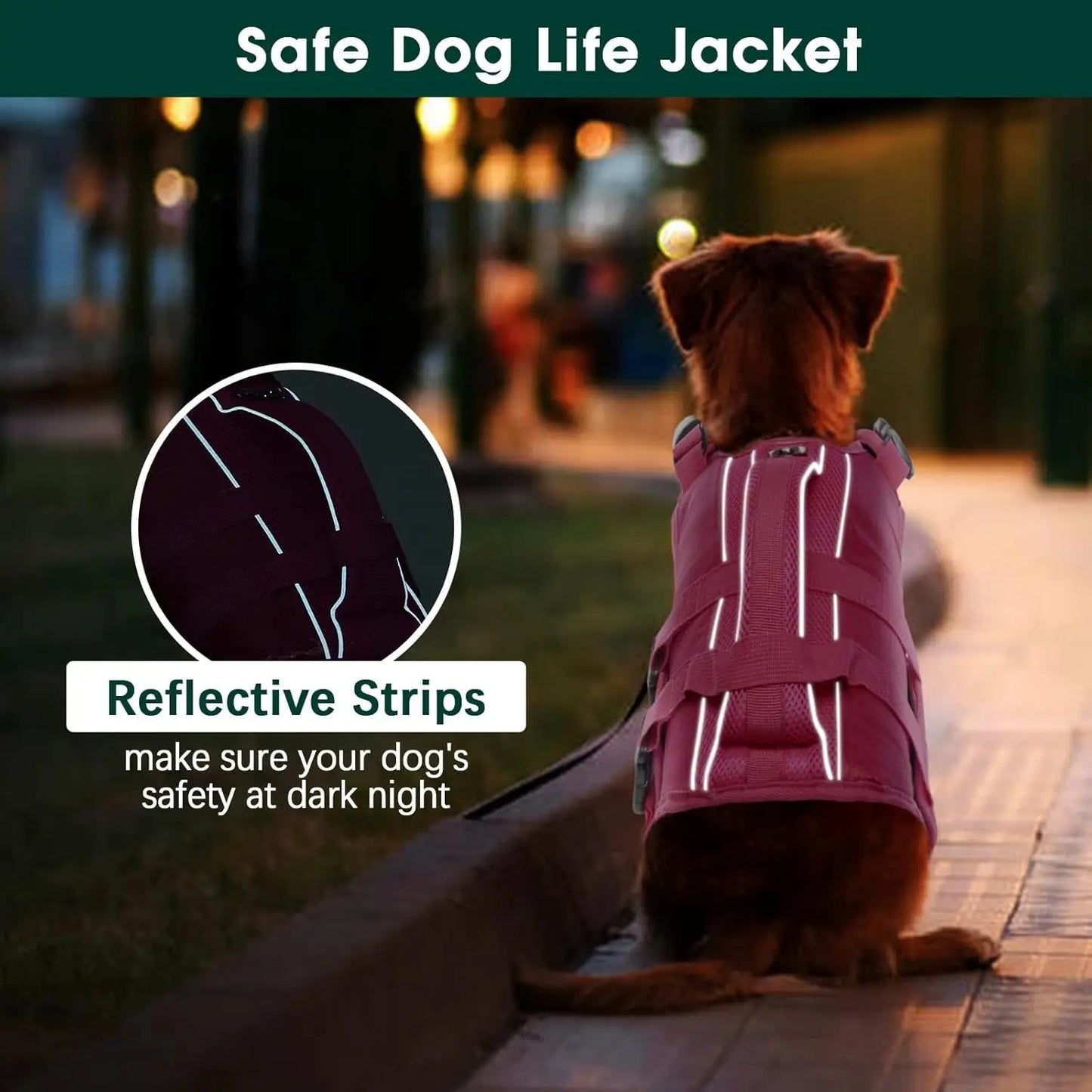 High Flotation Dog Life Jacket for Swimming Boating, Adjustable Reflective Vest with Rescue Handle, Lightweight for Pool Use