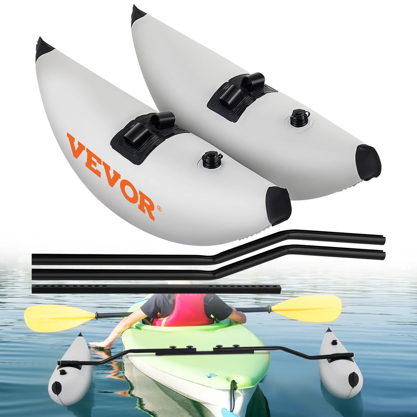 VEVOR 2 Pcs Kayak Outrigger Stabilizer Inflatable Outrigger Float Standing Float Stabilizer System Kit for Canoes Fishing Boats