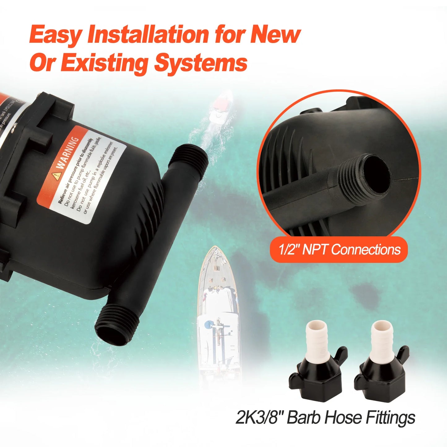 Portable Water Accumulator Tank 0.75L 125 PSI – Marine RV Boat Mini Pressure Pump for Yacht